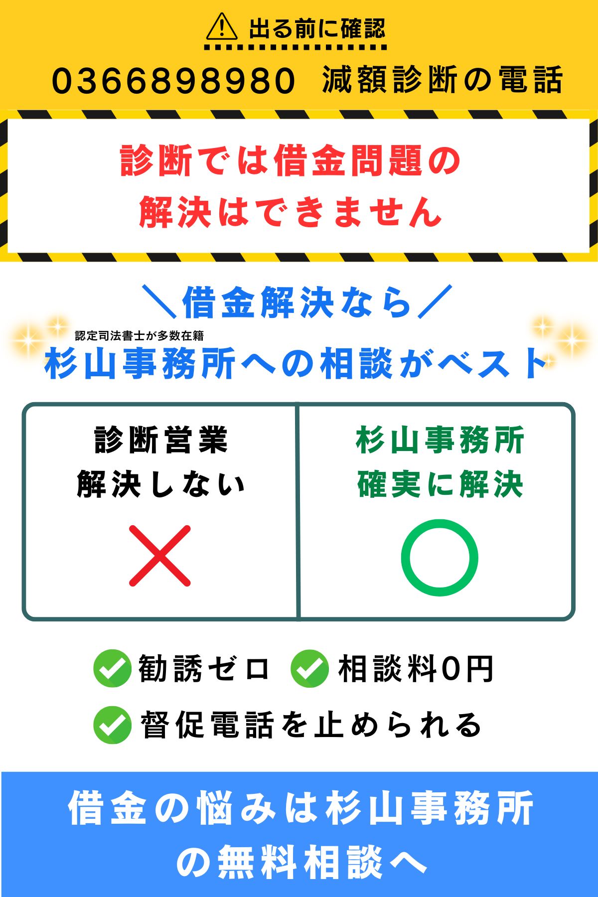 0366898980は司法書士事務所はじめの借金減額診断